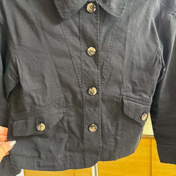 Theory Cropped Linen Jacket Black - Picture 7 of 11